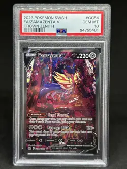 ZAMAZENTA V #GG54/GG70 2023 POKEMON SWORD & SHIELD CROWN ZENITH FULL ART PSA 10 - Image 1