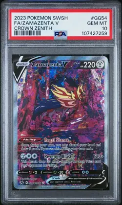 PSA 10 Zamazenta V Full Art GG54/GG70 Crown Zenith Galarian Gallery Pokemon 2023 - Image 1