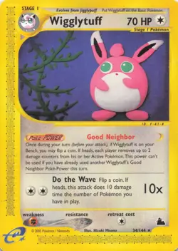 Pokemon TCG Skyridge Wigglytuff 34/144 Non Holo Rare E-Series Vintage WOTC - Image 3