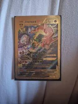 Pokemon Charizard VSTAR Rainbow Gold Foil HP580 Fan Art Card - Image 1