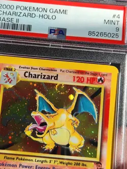 PSA 9 MINT Charizard 2000 Base Set 2 4/130 Holo Rare Pokemon Card Swirl - Image 4