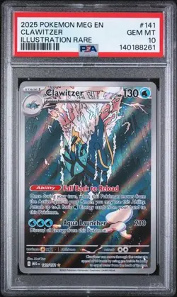 2025 POKEMON MEG EN-MEGA EVOLUTION 141 CLAWITZER ILLUSTRATION RARE - PSA 10 - Image 1