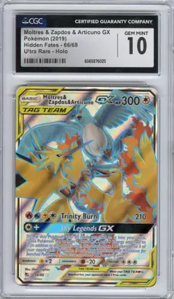Moltres & Zapdos & Articuno GX #66/68 (Hidden Fates), Pokemon, CGC 10 (GEM MINT) - Image 1