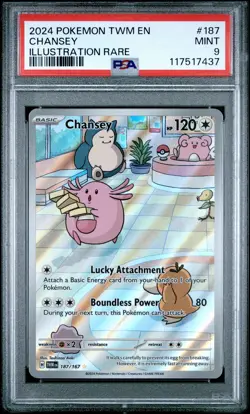 Chansey Twilight Masquerade #187/167 Illustration Rare Pokemon PSA 9 MINT 2024 - Image 1