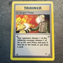 Pokemon TCG Gym Heroes #112/132 Lt. Surge's Treaty LP - Image 1