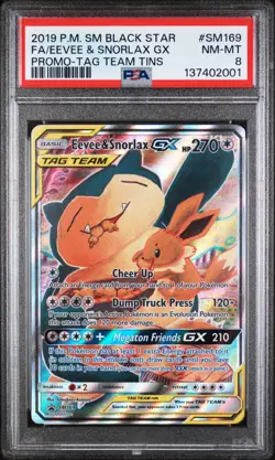 Fa/Eevee & Snorlax Gx Pokemon Sm Black Star Promo SM169 PSA 8 - Image 1