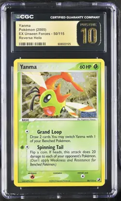 CGC 10 PRISTINE Yanma EX Unseen Forces 50/115 Reverse Holo Stamped Pokemon Card - Image 1