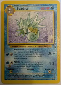 Seadra Fossil Set 42/62 Vintage Uncommon Pokemon TCG Card. Near-Mint Condition - Image 1
