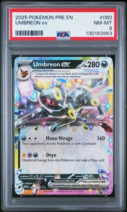 2025 Umbreon Ex Pokemon Pre En-Prismatic Evolutions 060 NM-MT PSA 8 - Image 1