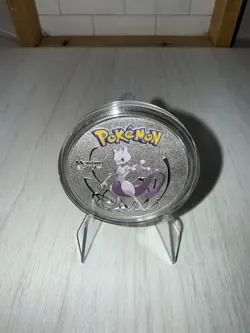 Pokemon Mewtwo Collectible Coin Silver Metal Medallion Pokemon TCG - Image 1