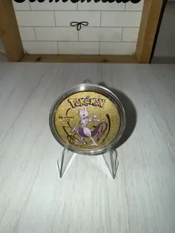 Pokemon Mewtwo Collectible Coin Gold Metal Medallion Pokemon TCG - Image 1