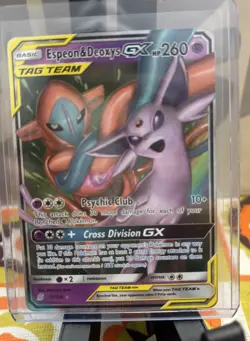 Espeon and Deoxys GX 72/236 Pokemon TCG Unified Minds Tag Team Ultra Rare - NM - Image 1