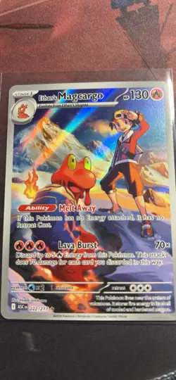 Pokemon Ethan's Magcargo Full Art Holo Rare Stage 1 Card 222/217 ASC - Image 1