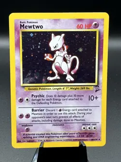 Pokemon TCG Mewtwo Base Set 2 Holo Rare Card 10/130 Vintage WOTC LP/MP - Image 1
