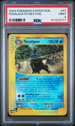 2002 POKEMON EXPEDITION #47 FERALIGATR-REVERSE FOIL PSA 9 - Image 1