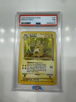 Raichu Fossil 1999 14/62 Holo Pokemon Card PSA Graded 7 Near Mint - Image 1