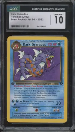 2000 Pokemon Team Rocket 1st Edition #25 Dark Gyarados Gem Mint CGC 10 - Image 1