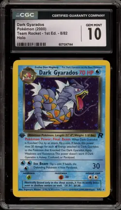 Pokemon Dark Gyarados Team Rocket 1st Edition Holo Rare #8 CGC 10 Gem Mint - Image 1