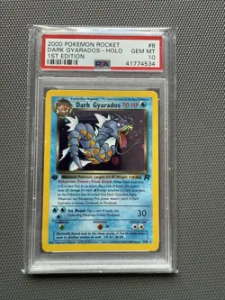 2000 Pokemon Dark Gyarados Holo 1st Edition 8/82 PSA 10 (Team Rocket) GEM MINT - Image 1