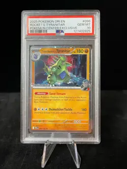 2025 POKEMON DRI POKEMON CENTER EXCLUSIVE #096 TEAM ROCKET'S TYRANITAR PSA 10 - Image 1