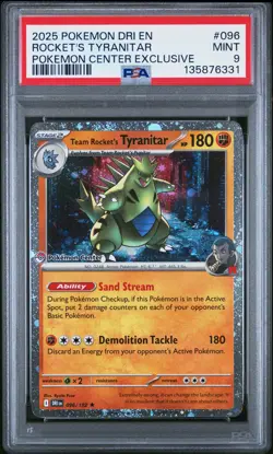2025 POKEMON DRI POKEMON CENTER EXCLUSIVE #096 TEAM ROCKET'S TYRANITAR PSA 9 - Image 1