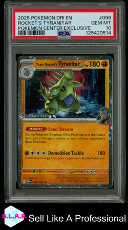 ROCKET'S TYRANITAR POKEMON CENTER EXCLUSIVE POKEMON DRI EN 2025 096 PSA 10 - Image 1