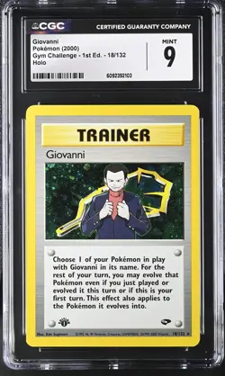 CGC 9 MINT Giovanni Gym Challenge 1st Edition 18/132 Holo Pokemon Card - Image 1
