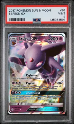 Espeon GX 61/149 Sun & Moon Base 2017 Pokemon Card PSA 9 - Image 1