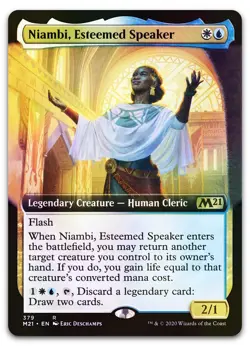 Niambi, Esteemed Speaker (Extended Art) #379 (Foil) NM Core Set 2021 Magic MTG - Image 1