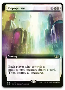 Depopulate (Extended Art) #406 (Foil) (NM) Streets New Capenna SNC Magic MTG - Image 1