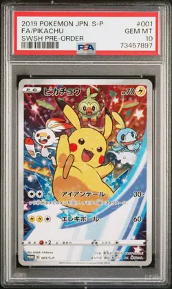 2019 Pikachu 001/S-P Sword & Shield Pre-order S Promo Pokemon Japanese PSA 10 - Image 1