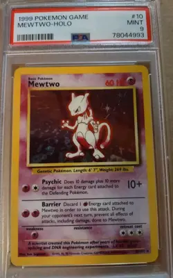 1999 Pokemon Base Set Mewtwo Holo Rare Card 10/102 PSA 9 Mint - Image 1