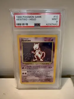 1999 Pokemon Game Base Set Mewtwo Holo Rare Graded PSA 9 Mint #10/102 - Image 1