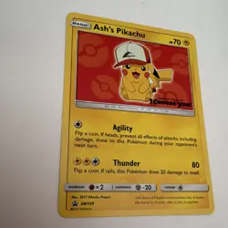 Pokemon TCG Ash's Pikachu SM109 Promo Card Regular Finish 2017 Basic - Image 2