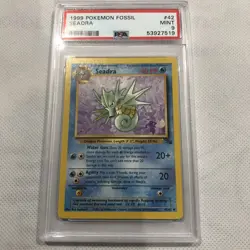 1999 WOTC Pokemon Fossil Unlimited Set Seadra 42/62 PSA 9 MINT - Image 1
