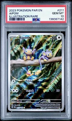 2023 POKEMON PAR EN-PARADOX RIFT ILLUSTRATION RARE #211 AIPOM PSA 10 - Image 1