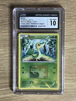 Pokemon Snivy 1/114 Black & White Reverse Holo Pokemon League CGC 10 - Image 1