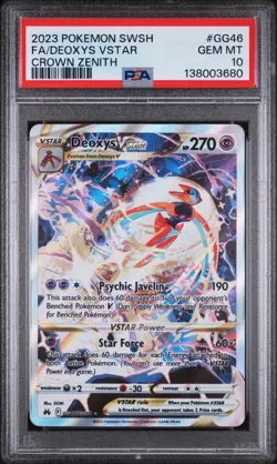 2023 POKEMON SWORD & SHIELD CROWN ZENITH #GG46 FULL ART/DEOXYS VSTAR PSA 10 - Image 1