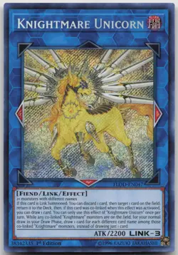 Knightmare Unicorn FLOD-EN047 Secret Rare 1st Edition NM Yugioh - Image 2