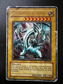 Blue-Eyes White Dragon LOB-G001 *GERMAN* Ultra Rare UNL POOR Yugioh - Image 1