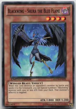Blackwing - Shura the Blue Flame GLD3-EN025 Common Limited Edition NM Yugioh - Image 2