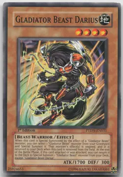 Gladiator Beast Darius PTDN-EN031 Common 1st Edition LP Yugioh - Image 2