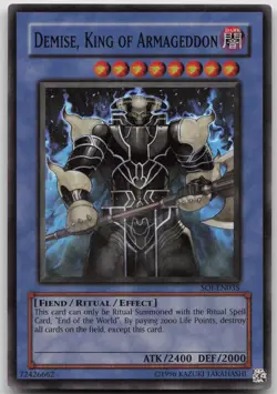 Demise, King of Armageddon SOI-EN035 Super Rare Unlimited LP Yugioh - Image 2