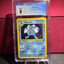 Pokemon CGC 8 NM/Mint+ Poliwrath 13/102 Base Set Unlimited Holo 1999 S#0035 - Image 1