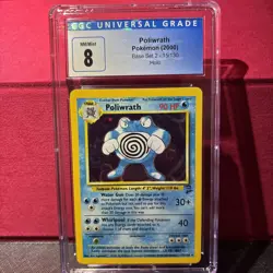 Pokemon CGC 8 NM/Mint+ Poliwrath 13/102 Base Set Unlimited Holo 1999 S#0035 - Image 2