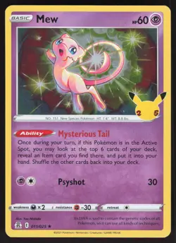 Mew 011/025 Holo Rare Pokemon TCG Celebrations NM - Image 1