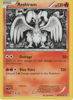 Pokemon Card - Reshiram - 28/113 Legendary Treasures Holo Rare - Image 1