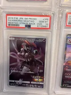 PSA 10 Pokemon Card Armored Mewtwo 365/SM-P Holo Japanese Strikes Back Promo - Image 1