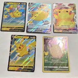 Pokemon TCG Celebrations Pikachu Holo Promo Card Lot V VMAX Basic 5 Cards - Image 1