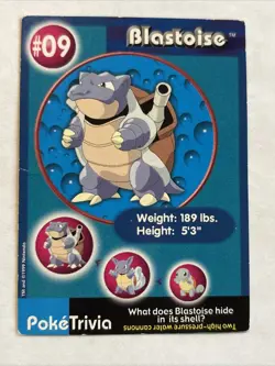 Pokemon Blastoise #09 Burger King Unperforated Pokemon Card 1997-98 - Image 1
